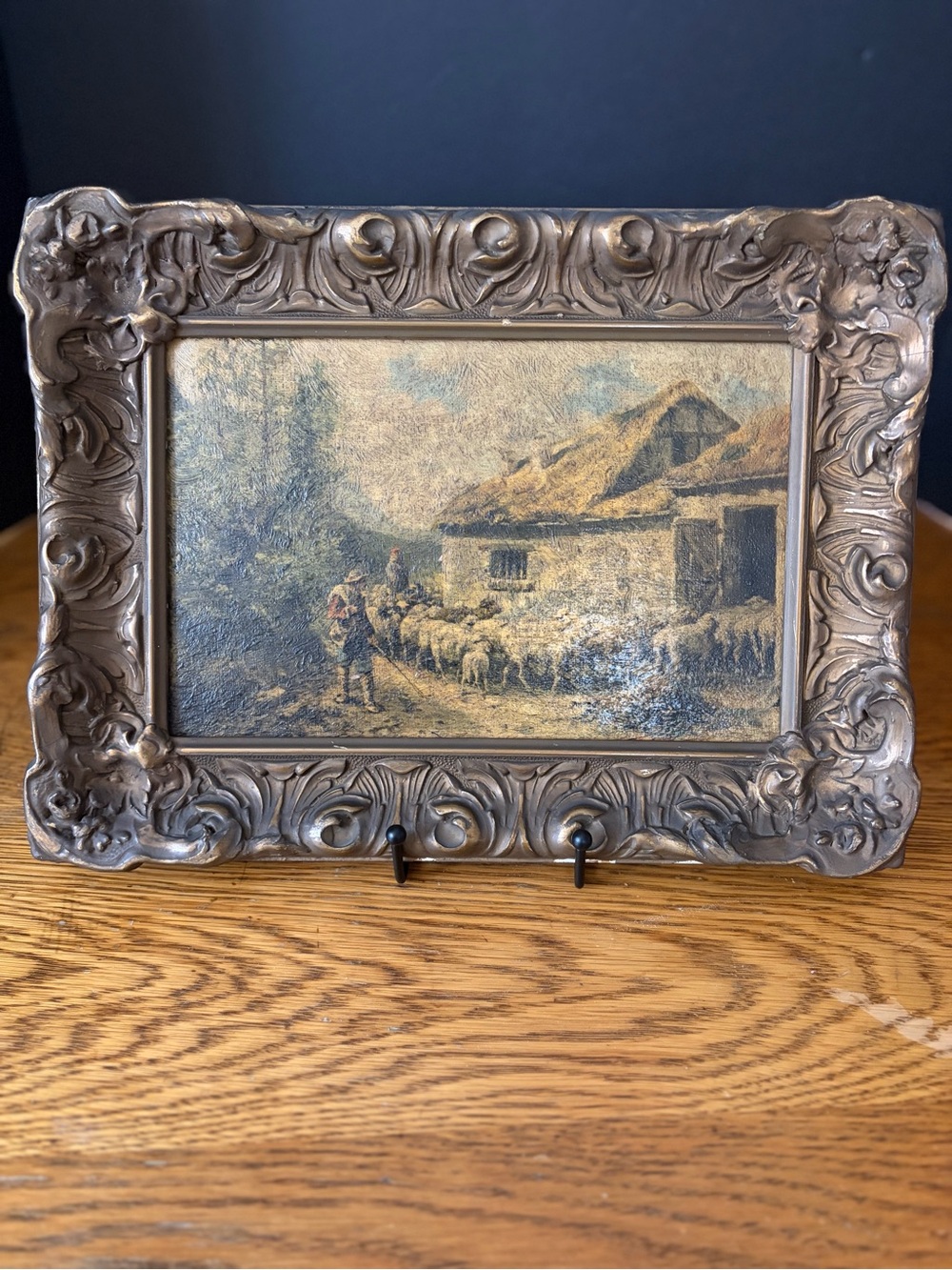Vintage John Califano Framed Print "A Swiss Sheep Fold" Pastoral Alpine Art